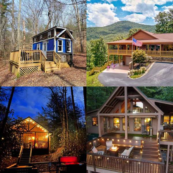 Montage of cabin exteriors